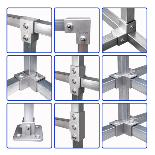 方管免焊连接件铝合金不锈钢钢管方钢配件固定卡扣三通方管连接件 - 图1