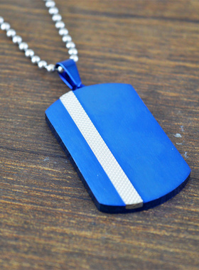 钛钢项链男士潮嘻哈狗牌