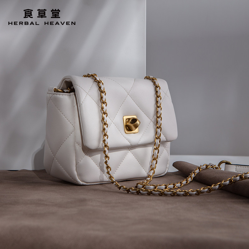 食草堂2021新款单肩轻奢链条包 herbalheaven食草堂女士包袋