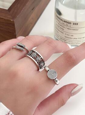 【2024新款】日韩S925纯银几何形太阳花开口食指戒指女ins潮时尚