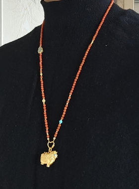 天然南红项链女墩墩马吊坠可拆卸万能链长款毛衣链多用挂绳本命年