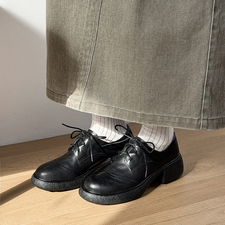 5cm英伦风复古系带深口单鞋女2026年春季中跟厚底圆头百搭小皮鞋,淘宝优惠券,粉丝福利购,淘宝优惠卷