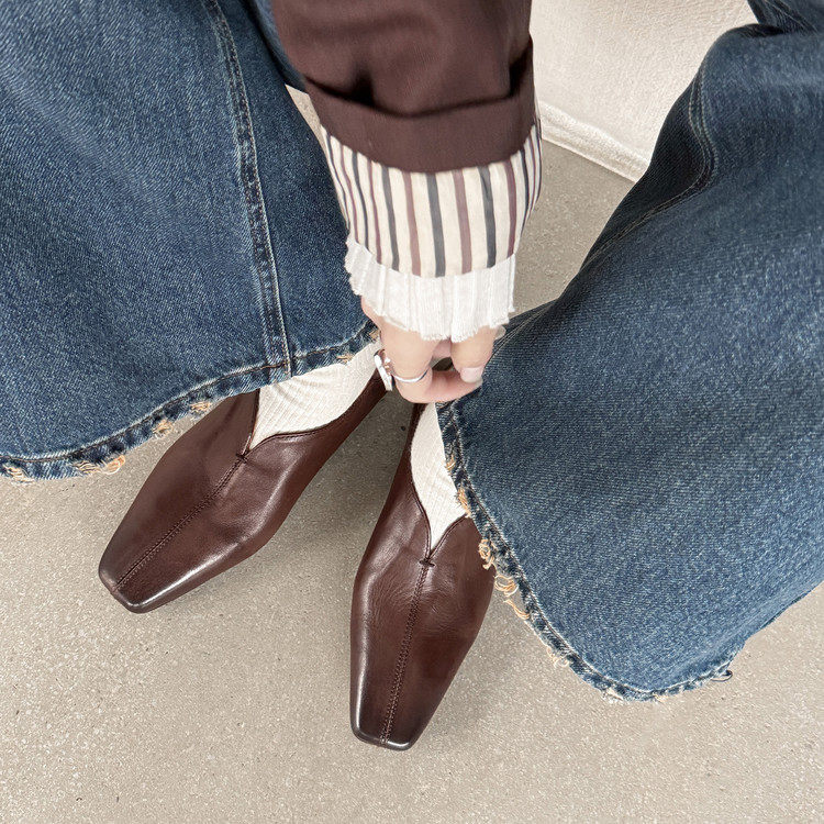 1.5cm法式复古方头小皮鞋高级感小众软面低跟真皮深口老钱风单鞋,淘宝优惠券,粉丝福利购,淘宝优惠卷