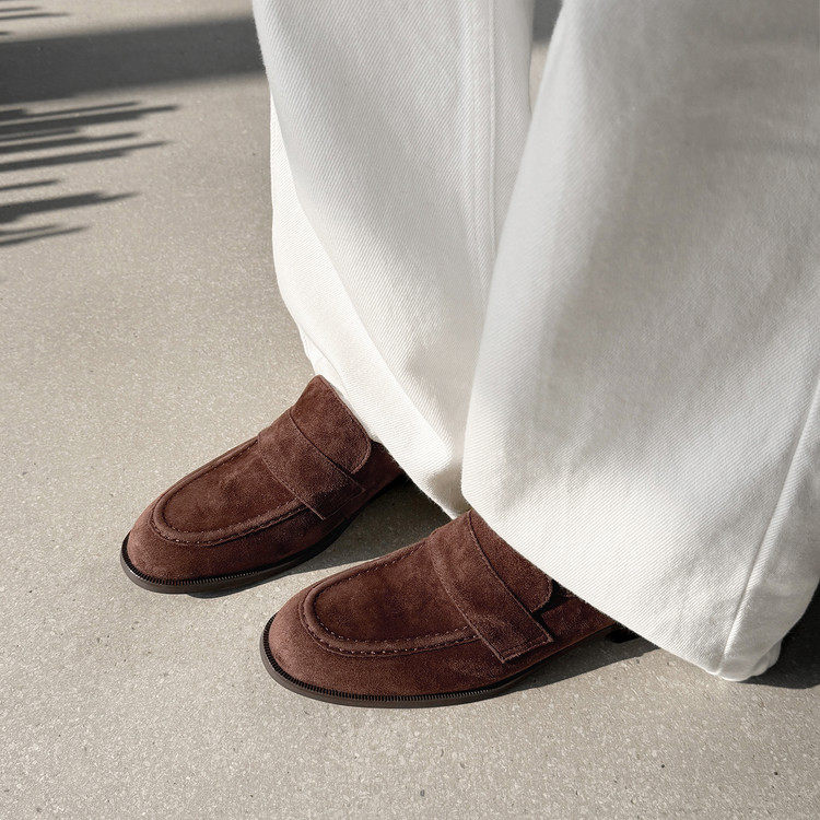 2.5cm复古风真皮乐福鞋一脚蹬懒人鞋粗跟单鞋日常通勤女鞋豆豆鞋,淘宝优惠券,粉丝福利购,淘宝优惠卷