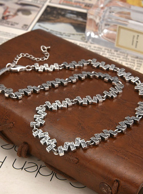 复古不规则唐草纹锁骨链