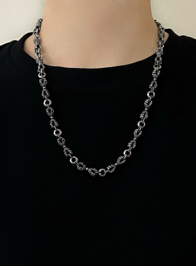 S925纯银复古金刚杵手链男女民族风时尚潮流个性朋克风毛衣链套装