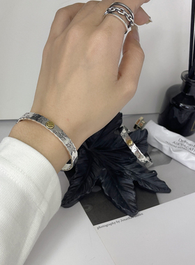 S925纯银复古星星笑脸开口手镯女小众设计高级感时尚百搭个性手饰