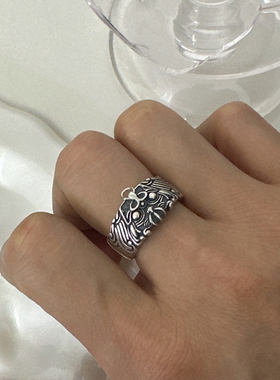 925银复古上古神兽戒指