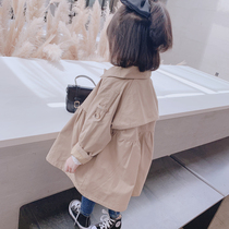 2022 Spring Wear New Korean Edition Childrens Edition Girls Double-Breasted Trench coat Childrens British Style Coat Baby Foreign School Jacket