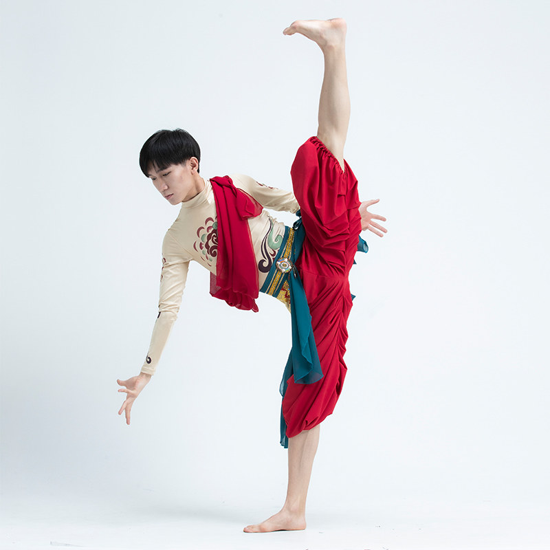 新款男子演出服石壁绝响男士古典舞服敦煌飞天群舞中国风民族套装