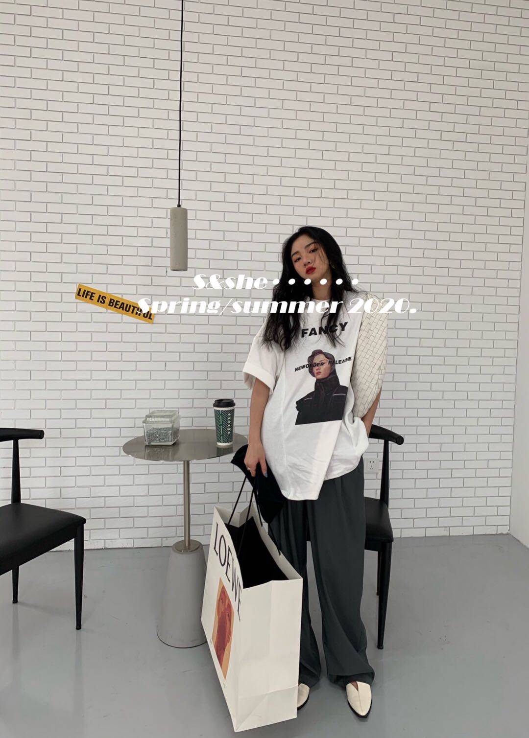 2020春夏装s&she复古人像印花t恤 SASA喵喵T恤
