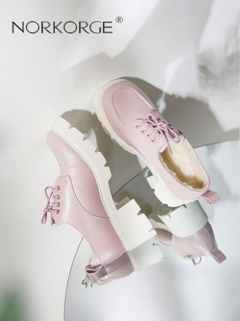 2025新款冬季复古真毛粉色毛毛鞋真皮粗跟小皮鞋厚底防滑小短靴女,淘宝优惠券,粉丝福利购,淘宝优惠卷