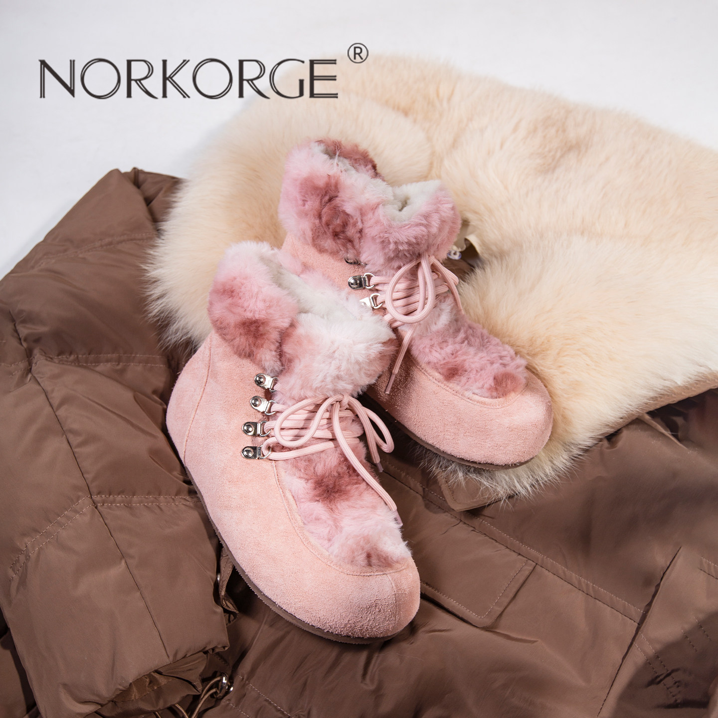 2025新款冬复古小香风原创熊猫博肯短靴女粉色真皮羊毛雪地靴女靴,淘宝优惠券,粉丝福利购,淘宝优惠卷