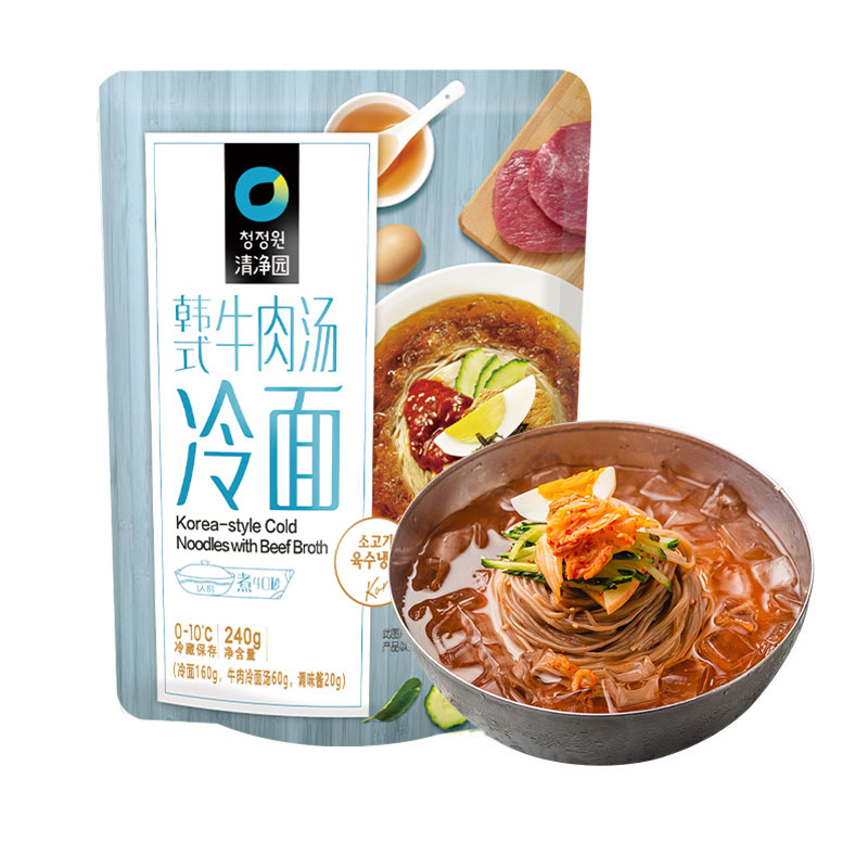 清净园韩式牛肉汤冷面240g韩式冷面延边凉面非油炸方便速食袋装 - 图0