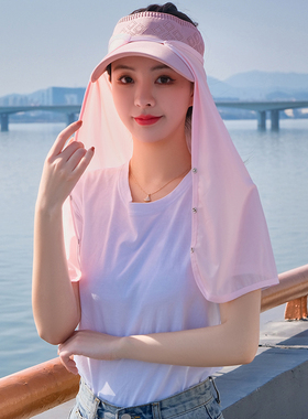 休闲运动夏男女遮脸遮阳防晒帽帘