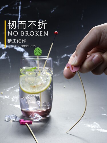12CM创意一次性水果叉 花签 竹签艺术点心叉 日料店鸡尾酒KTV摆件 - 图1
