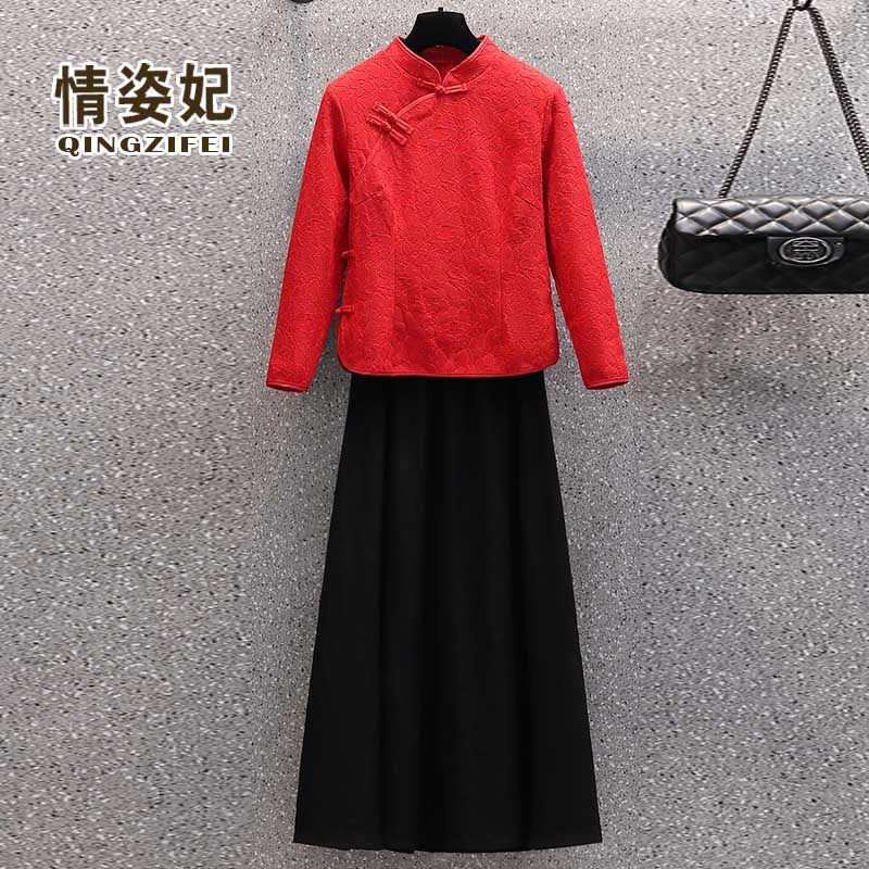 秋冬复古禅意茶服红色唐装改良汉服 情姿妃上衣