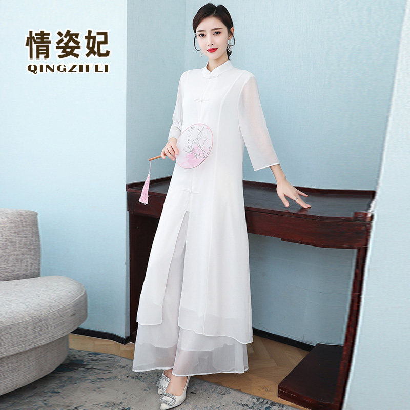 茶服女禅意文艺汉服中国风连衣裙 情姿妃上衣