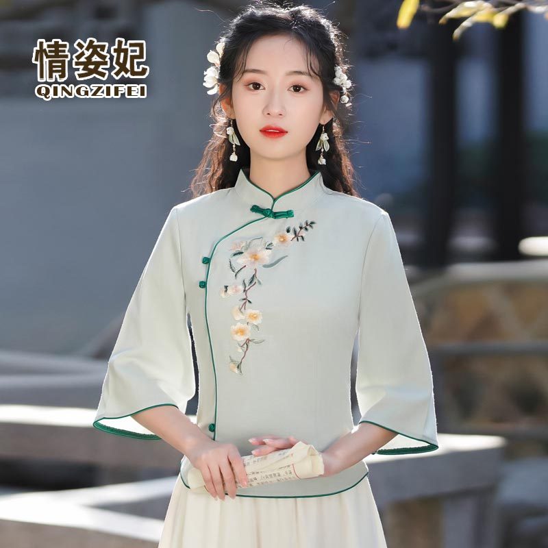 中国风大码仙气禅意茶服复古夏汉服 情姿妃上衣