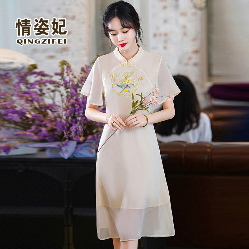 仙气汉服女改良版旗袍2022夏连衣裙 情姿妃连衣裙