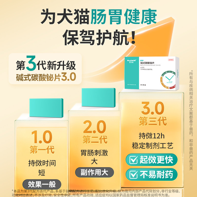 狗狗拉稀止泻猫咪拉肚子药肠胃炎症宠物便血腹泻软便碱式碳酸铋片