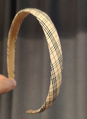 进口简约风带齿格纹布艺压发头箍