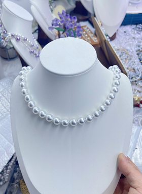 10mm打结施家珠项链双开圆盘扣