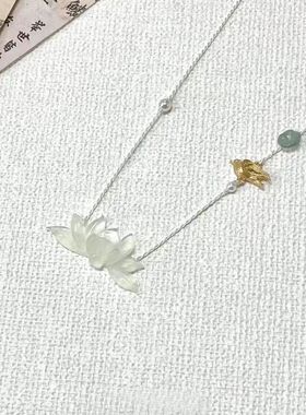 春映雪莲新中式冰透小莲花编织项链简约精致显白小众气质锁骨链女