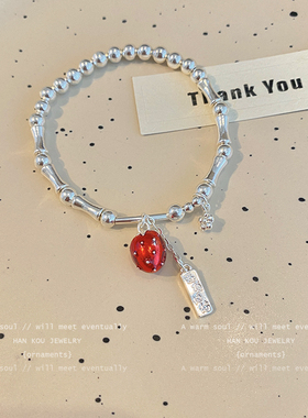 红色草莓手链女圆珠个性手串