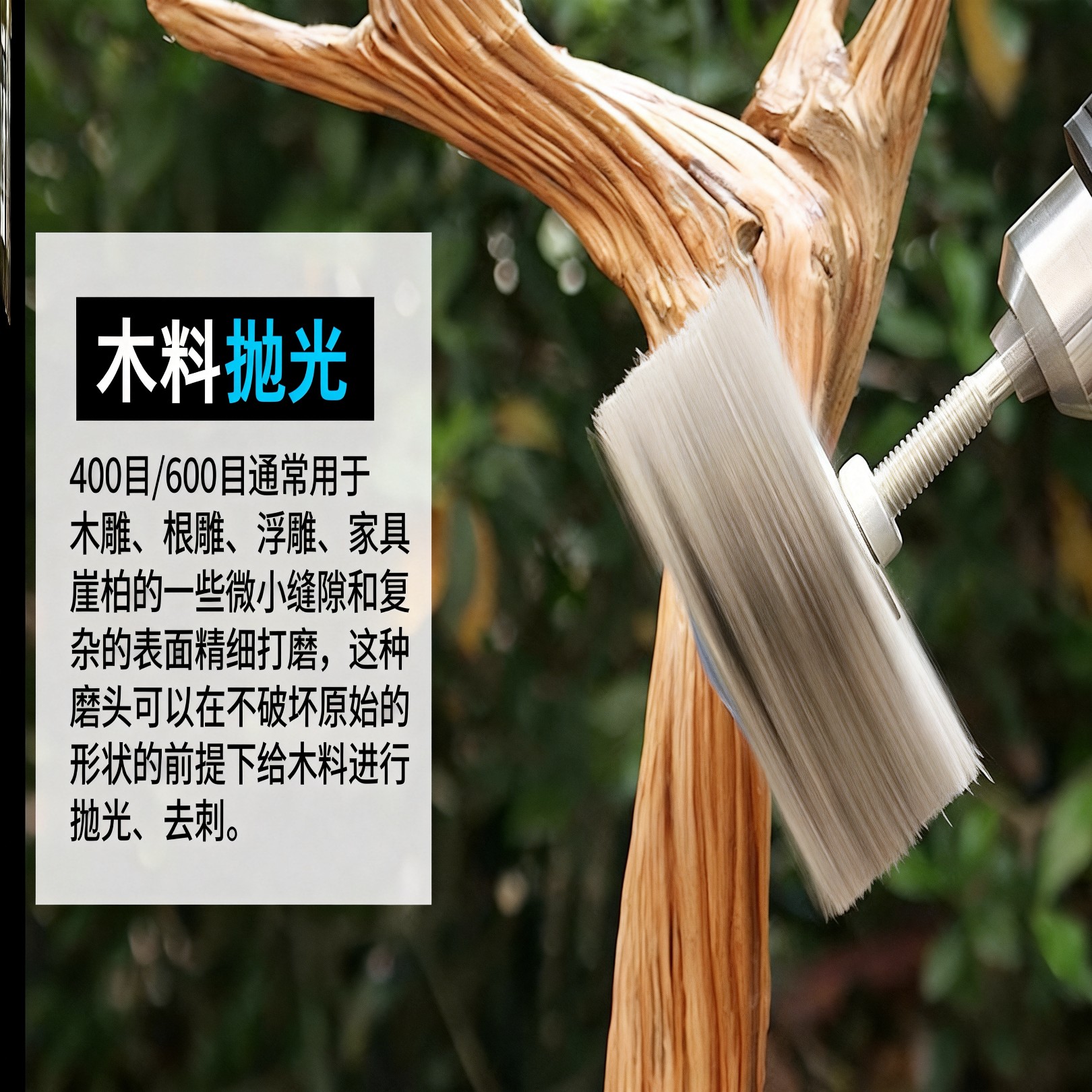 木雕打磨神器打磨花头进口磨料丝尼龙丝木材崖柏红木根浮雕抛光轮