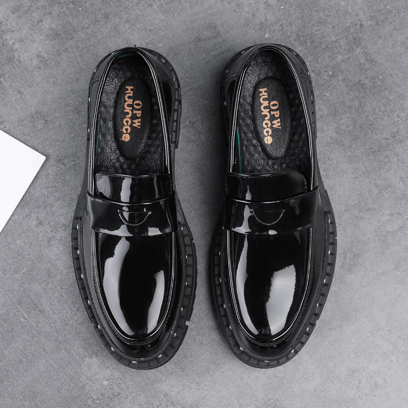 英伦风一脚蹬皮鞋男士韩版百搭帅气潮鞋男青年正装休闲鞋子工作鞋,淘宝优惠券,粉丝福利购,淘宝优惠卷