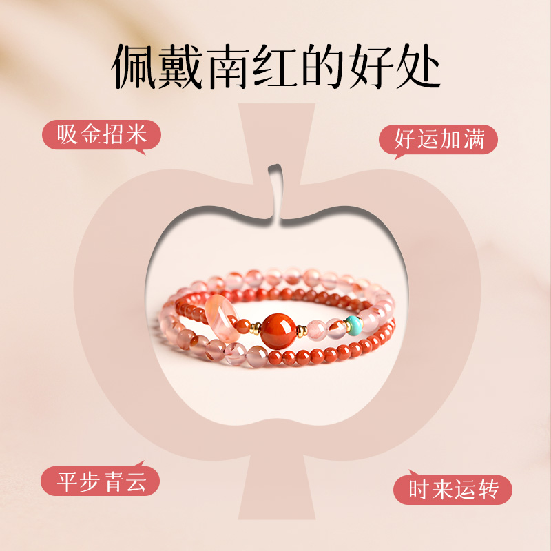 庆祥泰天然金虎眼石手串官方旗舰店女士黄水晶招财手链双圈送女友 - 图1