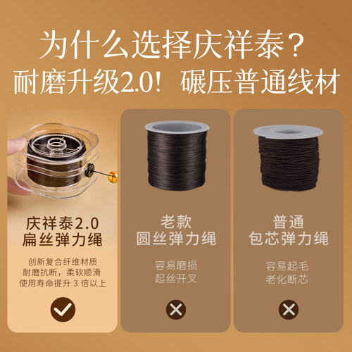 庆祥泰扁丝手串弹力绳高端耐磨水晶手链穿珠子专用线材文玩串珠绳 - 图2