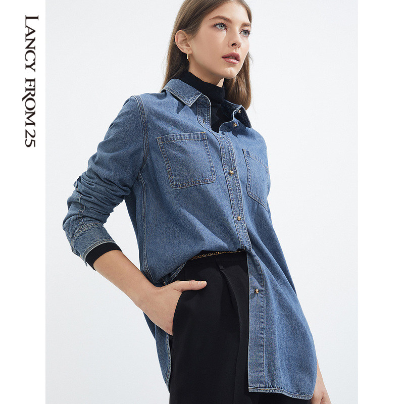 白鹿同款朗姿2021年冬季新款棉衬衫 朗姿衬衫