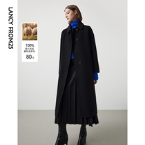 The Longs Pure Wool Vintage Jacket Style Turd Collar double face The big coat 2023 Winters new medium long fur coat