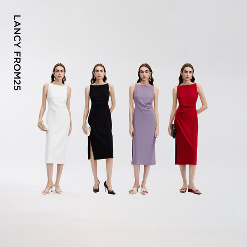 朗姿25法式精致气质礼服吊带连衣裙设计感春夏别致独特显瘦裙子 - 图0