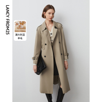 Longan laine de style rétro avec un style de style long style Feel Temperament Spring Coat Woman 2024 New