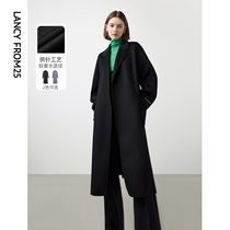 The Longpose method pure wool water ripple double sided the retro loose coat woman autumn winter new fur coat