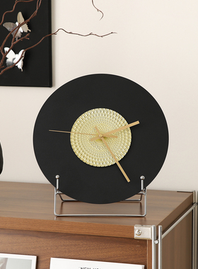 中古风玄关桌面时钟摆件轻奢高档客厅餐边电视柜意式极简装饰座钟