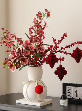 2026迎新年春节家里客厅玄关电视柜花束装饰摆件房间氛围场景布置