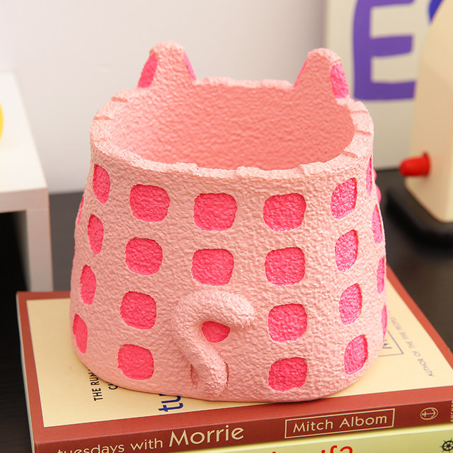 Cute dopamine girls workstation good stuff storage office desktop pen holder emotional stability transformation artifact ornament