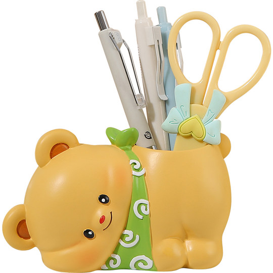 Cute Bear Pen Holder Emotional Stability Healing Decoration Office Desk Station Decoration Creative Gift for Girls