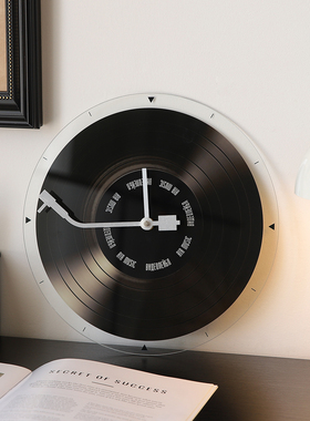 中古风黑胶唱片时钟摆件客厅软装高级感小众轻奢高档氛围感装饰品