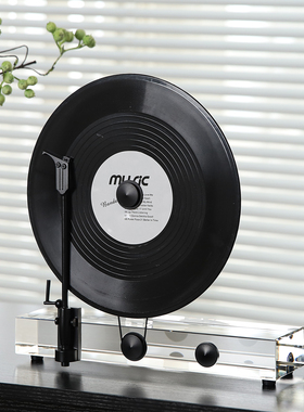 复古黑胶唱片留声机电视柜台面中古风家居装饰摆件新家氛围感好物