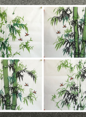 8墨锦轩国画红色花鸟画纯手绘四尺斗方竹子竹报平安AU309071-100