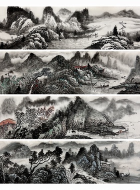 8墨锦轩酒店国画纯手绘客厅四尺对开山水画福地雅居AL5041901-29