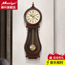 New Chinese timepiece Living room solid wood decoration hanging bell Eurostyle modern personality Creative Clock Home News quartz clock