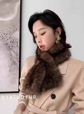 皮草围巾女冬季仿紫貂围脖保暖皮草毛领百搭2025新款韩版双面围脖
