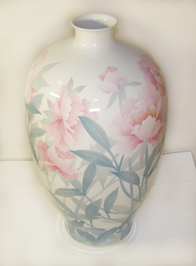 名家作品何湘陵大师花卉花瓶釉下彩醴陵瓷器摆件工艺陶瓷收藏礼品