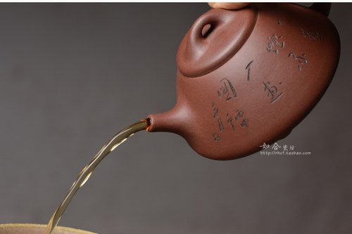 周婷《子治石瓢壶》 宜兴紫砂紫泥朱泥大容量茶壶茶具手把壶 刻画 - 图2